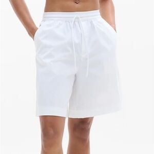 Athleta White Drift Mid Rise Poplin Bermuda Short